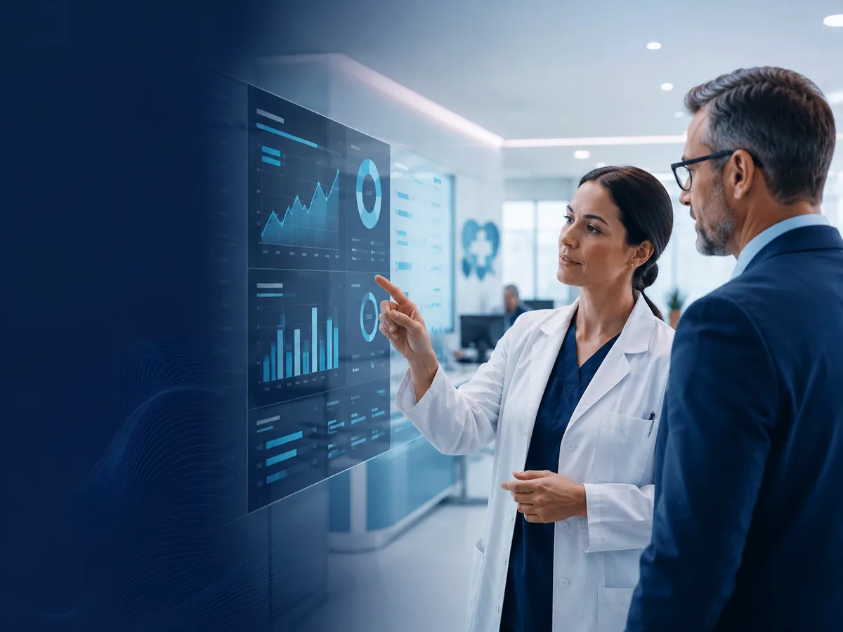 Healthcare practice leaders reviewing revenue-cycle analytics.